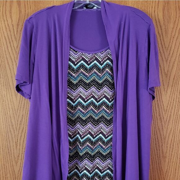 Pretty Purple Layered One Piece Chevron Top - Picture 1 of 3